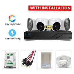 Picture of Hi-Focus 4 CCTV Cameras Combo (2 Indoor & 2 Outdoor CCTV Camera) (Colour View With Mic) + 4CH DVR + HDD + Accessories + Power Supply + 90m Cable